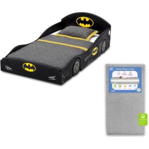 imageDC Comics Batman Batmobile Car Deluxe Toddler Bed with Attached GuardrailsToddler bed  Crib Mattress