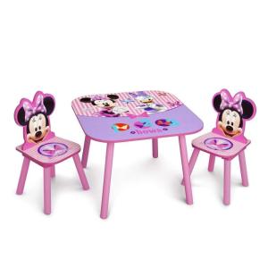 imageDelta Children  Disney Mickey Mouse Kids Table and Chair Set 3 Piece Set 2 Chairs Included  Ideal for Arts ampamp Crafts Snack Time Homework ampamp More PinkMinnie Mouse
