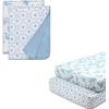 imageDelta Children 100 Organic Jersey Cotton Baby Receiving Blankets for Girls and Boys  30x40 Inches  GOTS Certified Pack of 2 Sea LifeBlue Botanicals