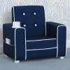 imageDelta Children Chelsea Kids Upholstered Chair with Cup Holder Soft GreyNavy