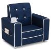 imageDelta Children Chelsea Kids Upholstered Chair with Cup Holder Soft GreyNavy