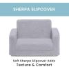 imageDelta Children Cozee FlipOut Sherpa 2in1 Convertible Chair to Lounger for Kids PinkGrey