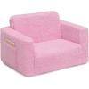 imageDelta Children Cozee FlipOut Sherpa 2in1 Convertible Chair to Lounger for Kids PinkPink