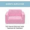 imageDelta Children Cozee FlipOut Sherpa 2in1 Convertible Chair to Lounger for Kids PinkPink
