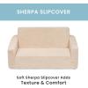 imageDelta Children Cozee FlipOut Sherpa 2in1 Convertible Sofa to Lounger for Kids CreamCream
