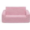 imageDelta Children Cozee FlipOut Sherpa 2in1 Convertible Sofa to Lounger for Kids GreyPink