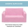 imageDelta Children Cozee FlipOut Sherpa 2in1 Convertible Sofa to Lounger for Kids GreyPink