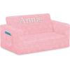imageDelta Children Serta Perfect Sleeper Extra Wide Convertible Sofa to Lounger  Comfy 2in1 Flip Open CouchSleeper for Kids  30inches Wide PinkPink