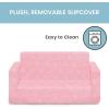 imageDelta Children Serta Perfect Sleeper Extra Wide Convertible Sofa to Lounger  Comfy 2in1 Flip Open CouchSleeper for Kids  30inches Wide PinkPink