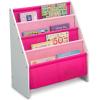 imageDelta Children Sling Book Rack Bookshelf 4Tier Wooden Shelf with Soft Fabric Pockets Ideal for Playroom Living Room Basement or BedroomWhitePink