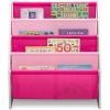 imageDelta Children Sling Book Rack Bookshelf 4Tier Wooden Shelf with Soft Fabric Pockets Ideal for Playroom Living Room Basement or BedroomWhitePink