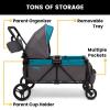 imageJeep Sport AllTerrain Stroller Wagon by Delta Children  Includes Canopy Parent Organizer Adjustable Handlebar Snack Tray ampamp Cup Holders GreyOlive GreenGreyBlue Moon