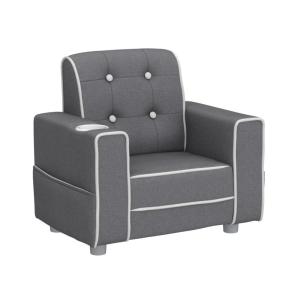 imageDelta Children Chelsea Kids Upholstered Chair with Cup Holder Soft GreyGrey