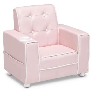 imageDelta Children Chelsea Kids Upholstered Chair with Cup Holder Soft GreyPink