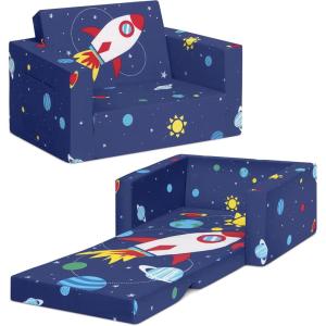 imageDelta Children Cozee 2in1 Kids Couch and Kids Sofa  Baby Sofa with Foam Construction Stain Resistant and Machine Washable Cover Side Pocket Space Theme 24quot W x 17quot D x 15quot H