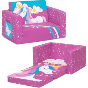 imageDelta Children Cozee 2in1 Kids Couch and Kids Sofa  Baby Sofa with Foam Construction Stain Resistant and Machine Washable Cover Side Pocket Unicorn Theme 235quot x 165quot x 15quot