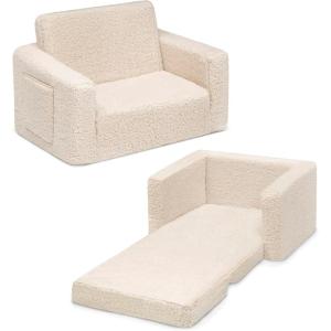 imageDelta Children Cozee FlipOut Sherpa 2in1 Convertible Chair to Lounger for Kids PinkCream