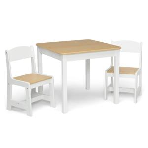 imageDelta Children MySize Kids Wood Table and Chair Set 2 Chairs Included Deep BlueBianca WhiteNatural