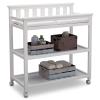 imageDelta Children Flat Top Changing Table with Wheels and Changing Pad  Greenguard Gold Certified GreyBianca White