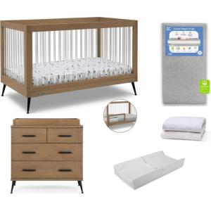 imageDelta Children Sloane 4in1 Acrylic Convertible Crib  Includes Conversion Rails Bianca White wMelted BronzeAcornMatte Black