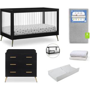 imageDelta Children Sloane 4in1 Acrylic Convertible Crib  Includes Conversion Rails Bianca White wMelted BronzeBlackMelted Bronze