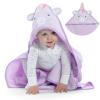 imageDelta Children Personalized Kids Hooded Bath Towel with Pockets  Super Soft and Absorbent Great Gift for Boys and Girls Tan DogLight Purple Unicorn