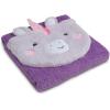 imageDelta Children Personalized Sherpa Throw Blanket with Storage Pocket for Kids Teal DogPurple Unicorn