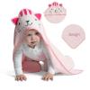 imageDelta Children Personalized Kids Hooded Bath Towel with Pockets  Super Soft and Absorbent Great Gift for Boys and Girls Tan DogPink Cat