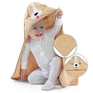 imageDelta Children Personalized Kids Hooded Bath Towel with Pockets  Super Soft and Absorbent Great Gift for Boys and Girls Tan DogTan Dog