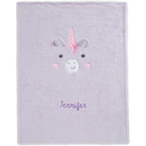 imageDelta Children Personalized Sherpa Throw Blanket for Kids Pink CatLight Purple Unicorn
