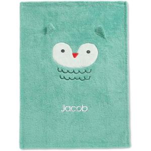imageDelta Children Personalized Sherpa Throw Blanket for Kids Pink CatLight Teal Owl