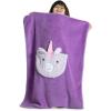 imageDelta Children Sherpa Throw Blanket with Storage Pocket for Kids Teal DogPurple Unicorn
