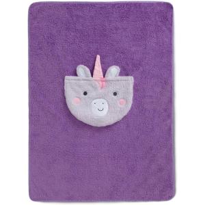 imageDelta Children Sherpa Throw Blanket with Storage Pocket for Kids Teal DogPurple Unicorn