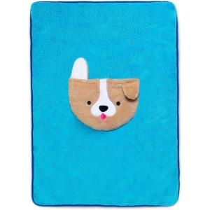 imageDelta Children Sherpa Throw Blanket with Storage Pocket for Kids Teal DogTeal Dog