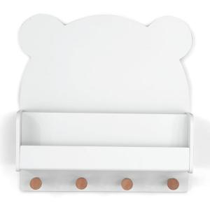 imagebabyGap by Delta Children Brannan Bear Wall Shelf with 4 Hooks BlushWhite
