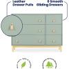 imageGAP babyGap Legacy 6 Drawer Dresser with Leather Pulls and Interlocking Drawers  Greenguard Gold Certified Bianca WhiteNaturalSage Green WNatural
