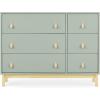imageGAP babyGap Legacy 6 Drawer Dresser with Leather Pulls and Interlocking Drawers  Greenguard Gold Certified Bianca WhiteNaturalSage Green WNatural