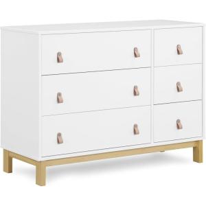 imageGAP babyGap Legacy 6 Drawer Dresser with Leather Pulls and Interlocking Drawers  Greenguard Gold Certified Bianca WhiteNaturalBianca WhiteNatural