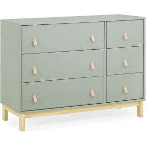 imageGAP babyGap Legacy 6 Drawer Dresser with Leather Pulls and Interlocking Drawers  Greenguard Gold Certified Bianca WhiteNaturalSage Green WNatural