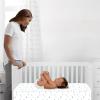 imageSimmons Kids Quiet Nights Breathable 4inch Mini Crib Mattress with RemovableMachine Washable Cover  GREENGUARD Gold  Waterproof  Sustainably Sourced Core Fiber Core BlueWhiteBlue Mini Crib Mattress
