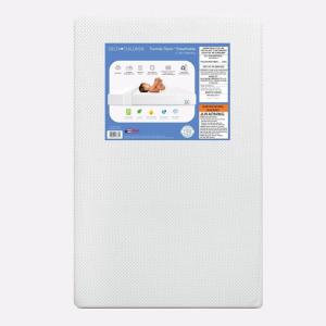 imageDelta Children Twinkle Stars Breathable 4inch Mini Crib Mattress with RemovableMachine Washable Cover  GREENGUARD Gold  Waterproof  Sustainably Sourced Core Fiber Core GreenWhite