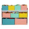 imageDelta Children Deluxe MultiBin Toy Organizer with Storage Bins  Greenguard Gold Certified White with NavyGreenPastel BinsWhite With BlueOrangePastel Bins