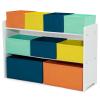 imageDelta Children Deluxe MultiBin Toy Organizer with Storage Bins  Greenguard Gold Certified White with NavyGreenPastel BinsWhite with NavyGreenPastel Bins