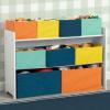 imageDelta Children Deluxe MultiBin Toy Organizer with Storage Bins  Greenguard Gold Certified White with NavyGreenPastel BinsWhite with NavyGreenPastel Bins