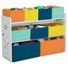 imageDelta Children Deluxe MultiBin Toy Organizer with Storage Bins  Greenguard Gold Certified White with NavyGreenPastel BinsWhite with NavyGreenPastel Bins