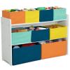 imageDelta Children Deluxe MultiBin Toy Organizer with Storage Bins  Greenguard Gold Certified White with NavyGreenPastel BinsWhite with NavyGreenPastel Bins