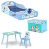 imageDelta Children  CoComelon 4Piece Toddler RoominaBox Set  Includes Sleep and Play Toddler Bed Table 1 Chair and Fabric Toy Box GreenBluey