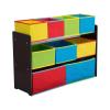 imageDelta Children Deluxe MultiBin Toy Organizer with Storage Bins  Greenguard Gold Certified White with NavyGreenPastel BinsDark ChocolatePrimary Colored Bins