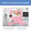 imageDelta Children Serta Perfect Sleeper Convertible Sofa ampamp Play Set for Kids and Toddlers Modular Foam Couch and Flip Out Lounger with 2 Ottomans GreyPink