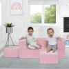 imageDelta Children Serta Perfect Sleeper Convertible Sofa ampamp Play Set for Kids and Toddlers Modular Foam Couch and Flip Out Lounger with 2 Ottomans GreyPink